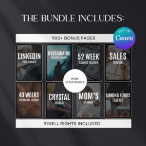 7500 Digital Planner Pages Bundle PLR MRR Editable Canva Templates
