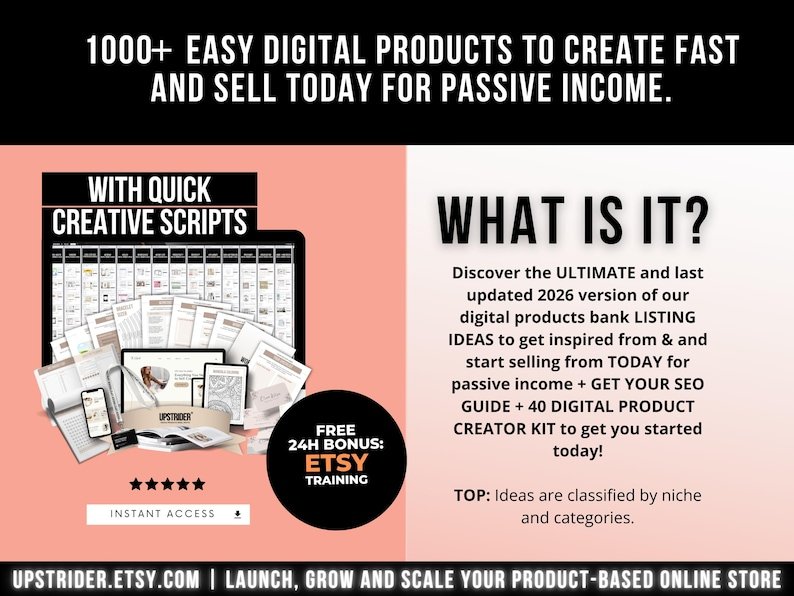 1000 Digital Products Ideas To Create And Sell Today For Passive Income, Etsy Digital Downloads - Image 8