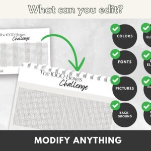 1000 Boxes Challenge Tracker: Goal Progress Printable (Digital Download)