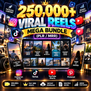 250,000+ Viral Reels Mega Bundle (PLR/MRR) | Faceless Reels Content | Instagram Reels, TikTok & YouTube Shorts | Digital Download