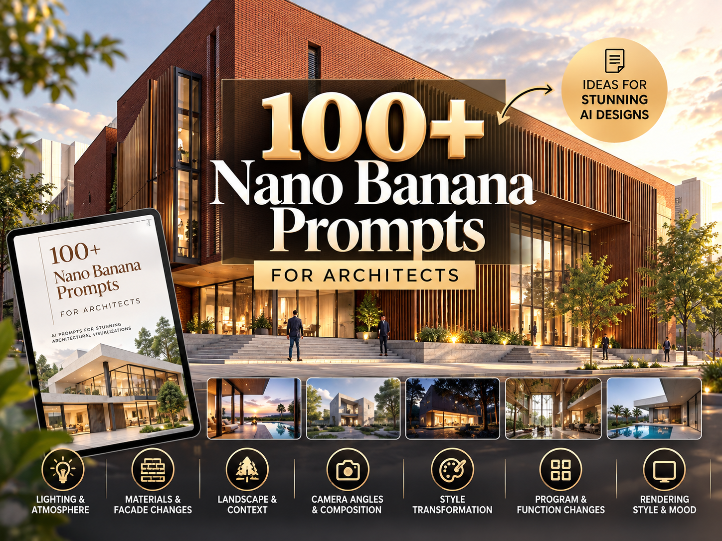 Nano Banana Prompts For Architects, Architecture AI Prompts, Rendering AI Prompts, Architecture Templates PDF