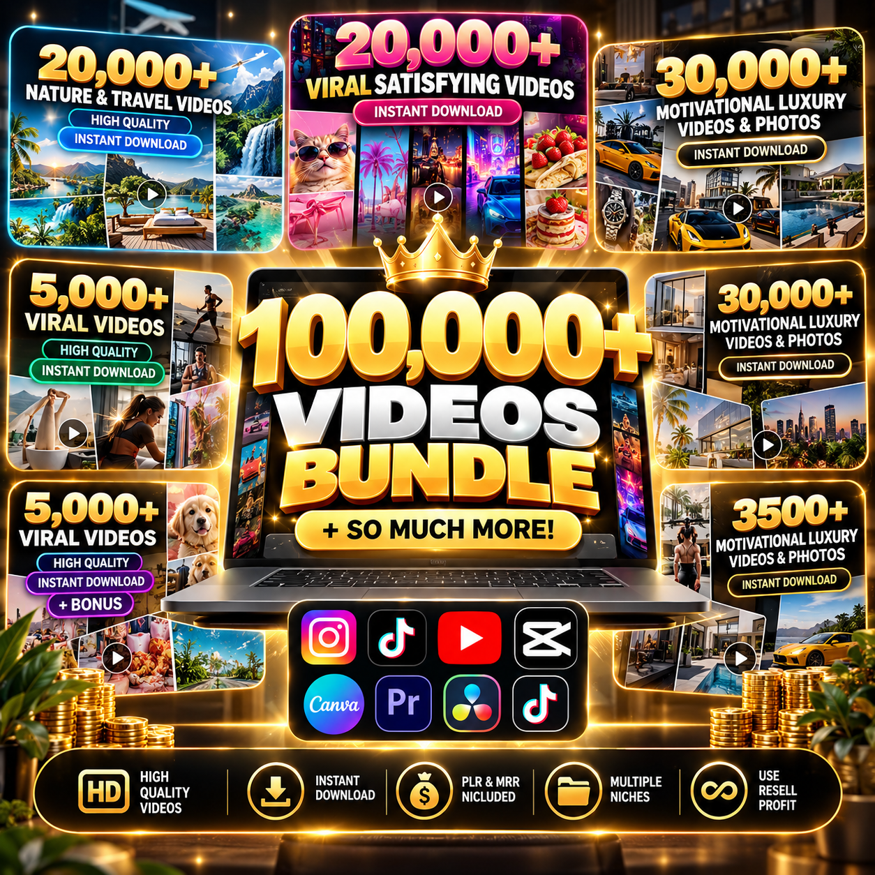100,000+ Viral Reels Bundle PLR MRR, AI Animated Content, Viral reels, TikTok, Instagram, YouTube