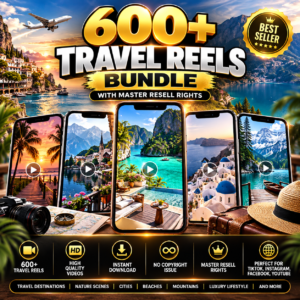 600+ Faceless Travel Reels Bundle | Travel Reels, Instagram Reels, TikTok and Youtube Shorts, (PLR, MRR)