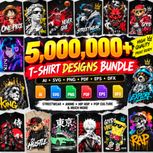5M+ T-Shirt Design Bundle png ai svg | Streetwear, Hip Hop, Anime T-Shirt Graphics