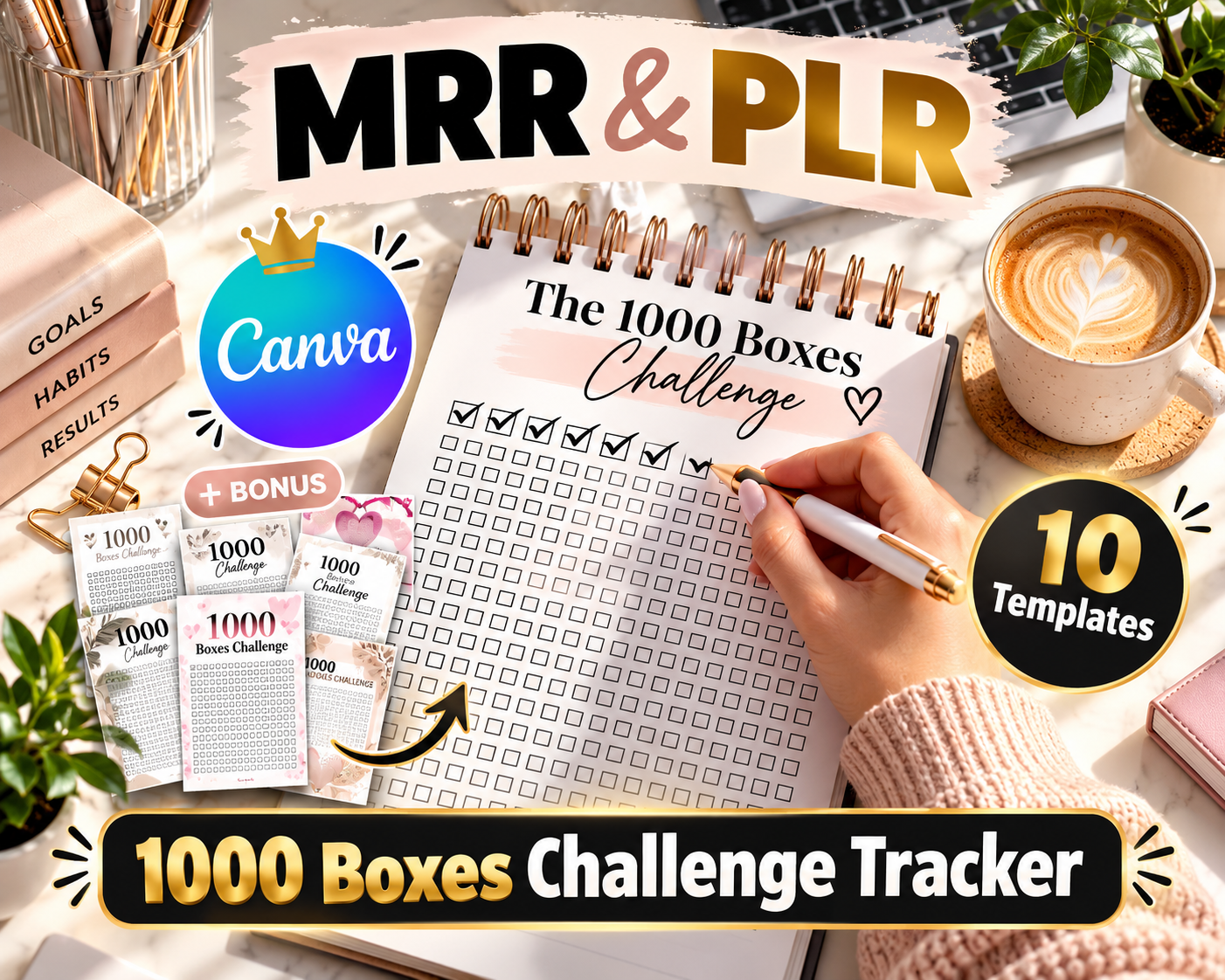 1000 Boxes Challenge Tracker: Goal Progress Printable (Digital Download)