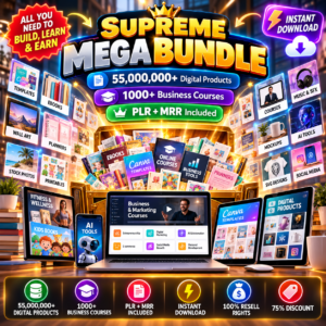 55 Million+ PLR & MRR Mega Bundle + 1000+ Business Courses | Supreme Digital Empire Vault | Resell Rights | Passive Income Starter Kit