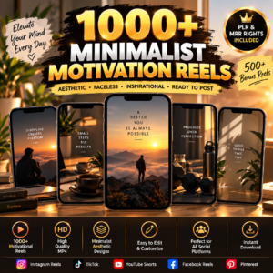 1000+ Minimalist Motivational Reels | PLR MRR Animated Videos (Digital Download)