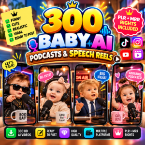 300 AI Baby Podcast Reels: Viral Social Media Shorts (PLR & MRR)