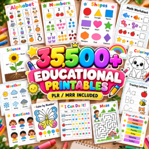 33500 Educational Kids Resources Bundle PLR, Kids Learning Bundle, Classroom Activities