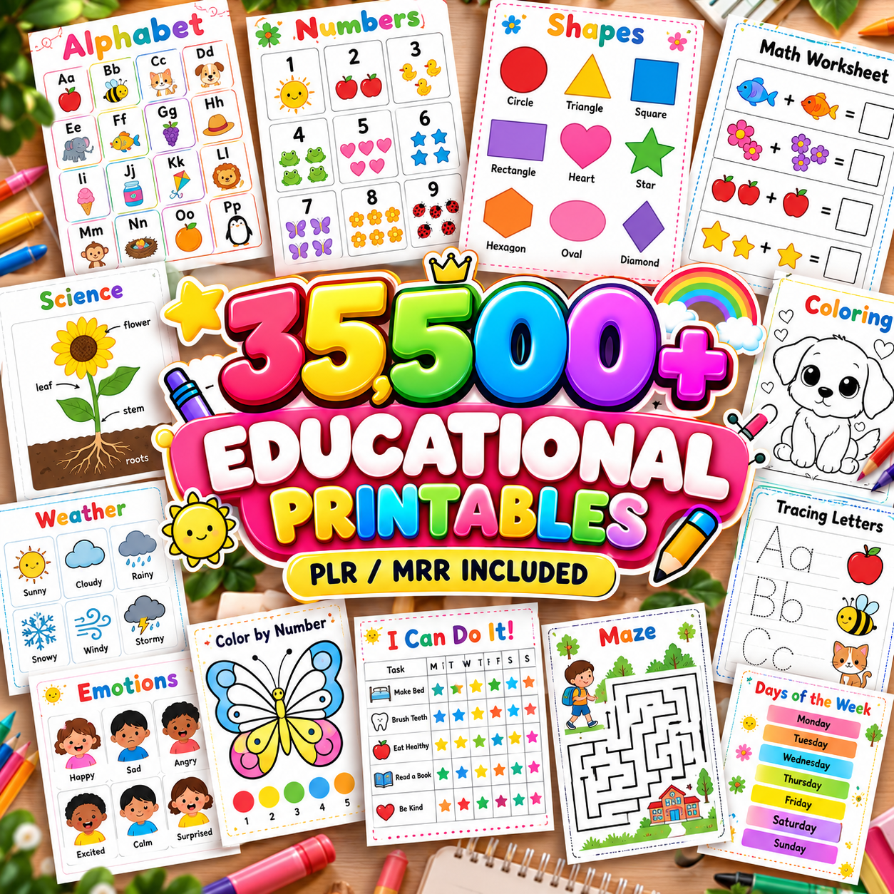 33500 Educational Kids Resources Bundle PLR, Kids Learning Bundle, Classroom Activities