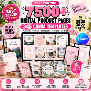 7500 pages Done for you 345 Canva Templates Bundle: Updated 2026/27 PLR Resell Rights