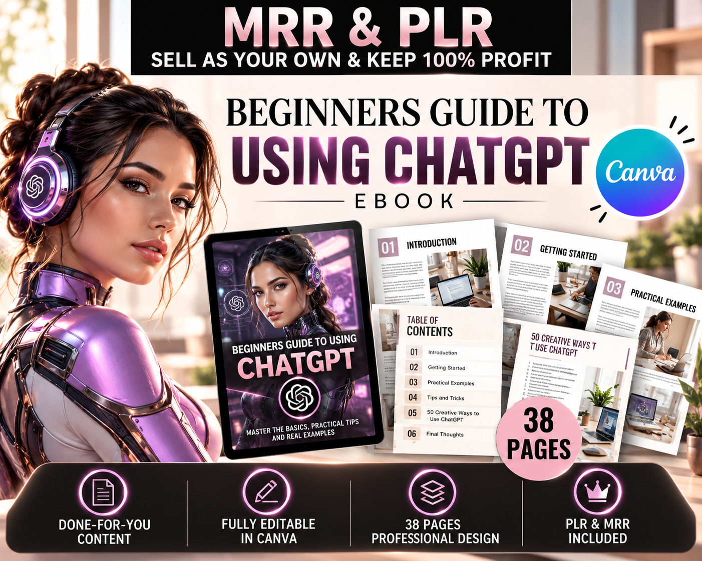 ChatGPT Beginners Guide Ebook: Master Resell Rights, Canva Editable (MRR)