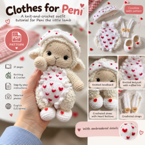Lamb Outfit Knitting & Crochet Pattern PDF – Peni Doll Clothes