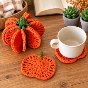 Pumpkin Coasters Set Crochet Pattern PDF | Fall & Halloween Decor