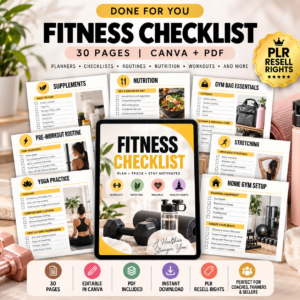 Fitness Checklist Printable with PLR Resell Rights.