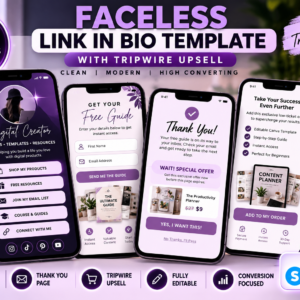 Systeme.io Sales Funnel Template – Link in Bio Page for Digital Products – Editable – PLR Included