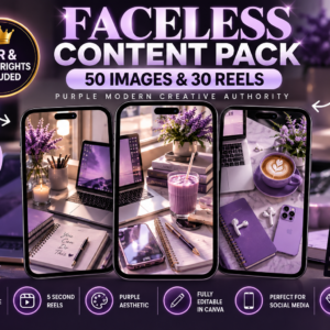 Faceless Reels & Image Pack | Purple Workspace Photos + Reels | Instagram, TikTok I Modern Creative Brand Aesthetic | PLR