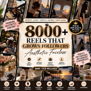 8000+ Faceless Reels Bundle | Luxury Aesthetic Faceless Videos for Instagram TikTok | Includes PLR & MRR