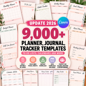 9000+ PLR Canva Templates DFY Printable Planners, Journals & Trackers | Editable MRR