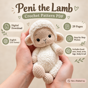 Peni the Lamb Crochet Pattern PDF – Amigurumi Sheep Toy
