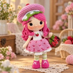 Strawberry Girl Crochet Pattern PDF – Rosita Fresita Amigurumi Doll