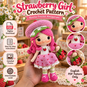 Strawberry Girl Crochet Pattern PDF – Rosita Fresita Amigurumi Doll