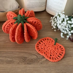 Pumpkin Coasters Set Crochet Pattern PDF | Fall & Halloween Decor
