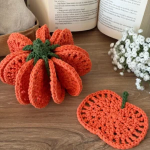 Pumpkin Coasters Set Crochet Pattern PDF | Fall & Halloween Decor