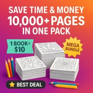 10k+ Kids Coloring Pages Bundle | Printable Sheets with PLR & MRR Rights + Bonus