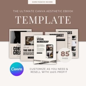 85 Page Done-for-You eBook Canva Template with PLR | Editable eBook Design for Content Creators