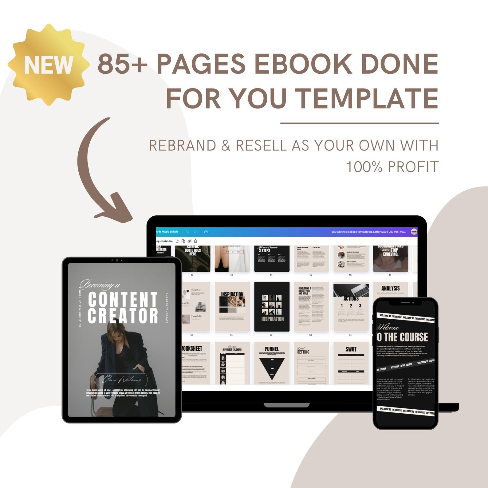 85 Page Done-for-You eBook Canva Template with PLR | Editable eBook Design for Content Creators - Image 3
