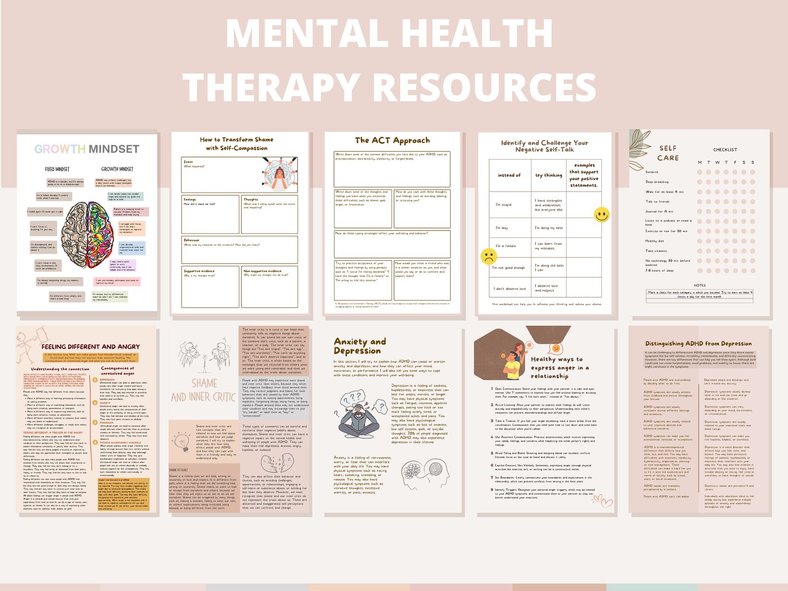 1000+ ADHD & Mental Health Canva Templates: PLR Master Resell Rights - Image 6